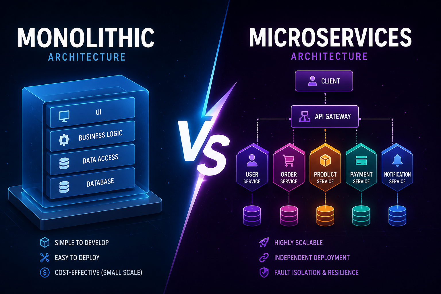 مقایسه معماری Monolithic و Microservices